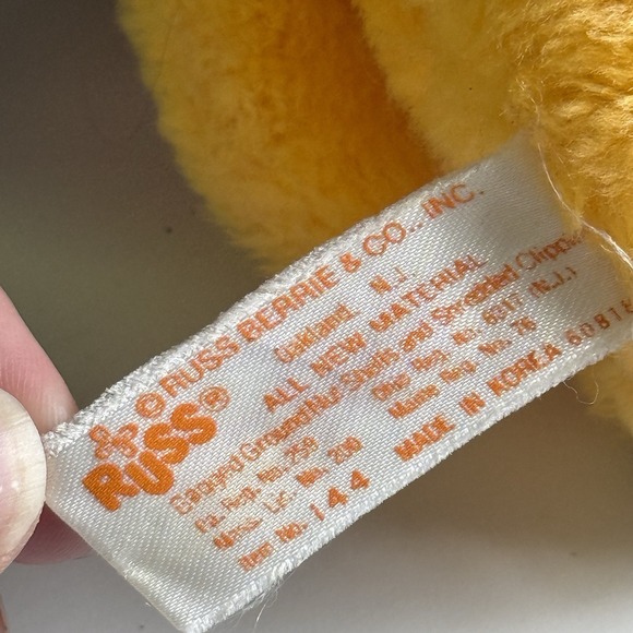 VERY RARE‎ Vintage RUSS BERRIE Butch Orange White Brown Spot PLUSH TOY 7in t22 - Picture 11 of 12
